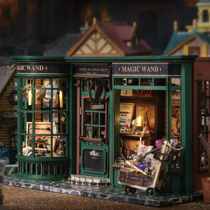 Magic Shop DIY Wooden Dollhouse Miniature Doll House Kit with Furniture Roombox Retro Home Model Toy for Children Gift