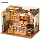 DIY Miniature Bakery Kit – 3D Wooden Dollhouse – LED Light-Up Café Model – Creative Gift for Kids & Adults – Home & Desk Decor