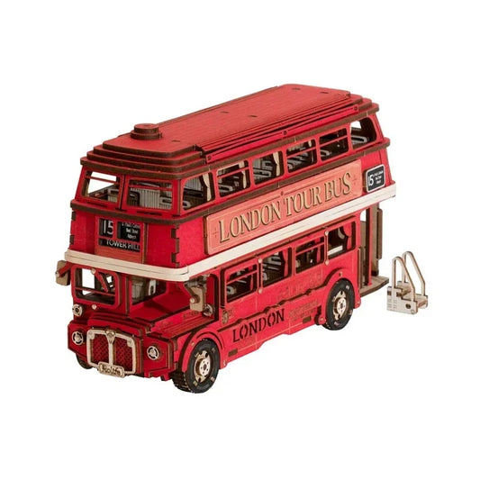 Robotime Rolife 3D Wooden Puzzles  London Tour Bus Model Toy Car to Build Crafts for Adults  Collectibles Gifts for Boys Girls