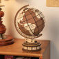Wooden 3D Globe Puzzle Kit – DIY Assembly Model – Rotating Earth Map – Educational Gift for Kids & Adults – Home & Desk Decor