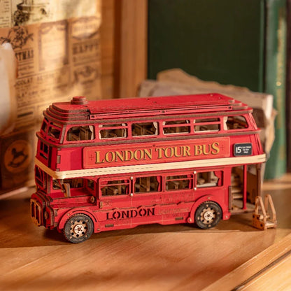 3D Wooden London Bus Puzzle – DIY Double-Decker Model Kit – Classic British Design – Collectible Gift for Adults & Kids – Home Decor