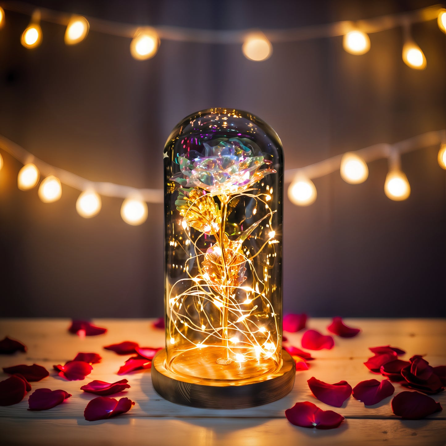 Eternal Rose in Glass Dome – Galaxy LED Beauty - Best Wedding Decor - Creative Valentine's and Mother's Day Gift – Beautiful Flower Light