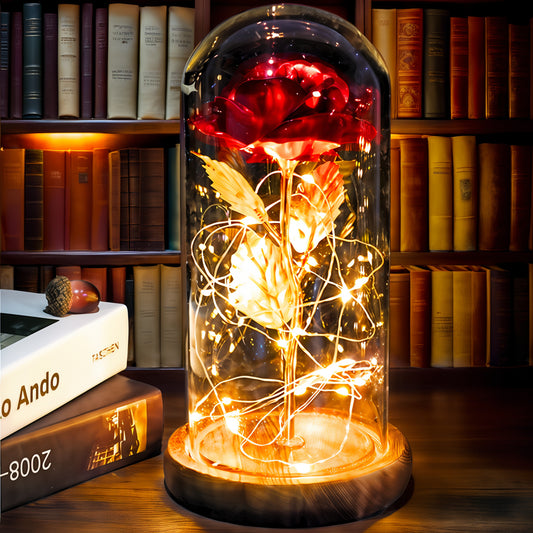 Eternal Rose in Glass Dome – Galaxy LED Beauty - Best Wedding Decor - Creative Valentine's and Mother's Day Gift – Beautiful Flower Light
