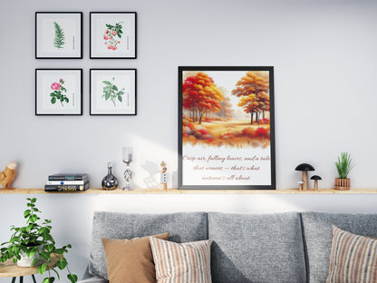 Printable Autumn Wall Art | A4 Fall Decor | Digital PNG Poster | Cozy Home Decor | Instant Download Artwork | Seasonal Interior Accent