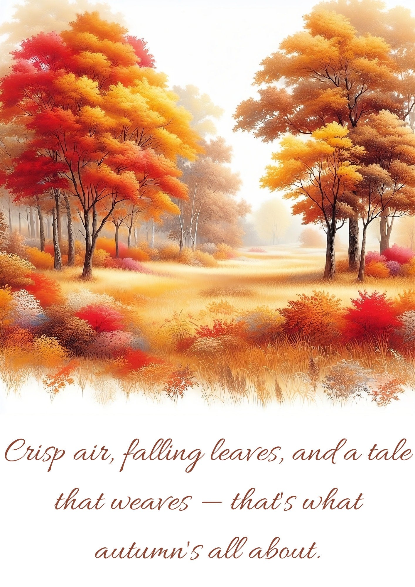 Printable Autumn Wall Art | A4 Fall Decor | Digital PNG Poster | Cozy Home Decor | Instant Download Artwork | Seasonal Interior Accent
