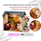 Christmas 3D Miniature Dollhouse DIY Kit - Realistic Wooden House with Furniture, LED Lights, Resin Decor - Perfect Craft Gift