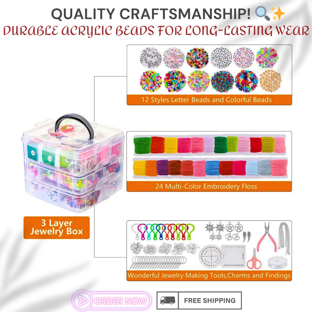 DIY 4655pcs Bead Bracelet & Necklace Kit | Multicolor Jewelry Making Set | Children's Creative Craft Gift | High-Quality Acrylic Beads