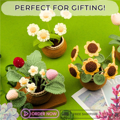 Easy DIY Crochet Berry Flower Kit for Beginners - Complete Set with Yarn, Needles, Hooks & Step-by-Step Instructions - Craft and Decor