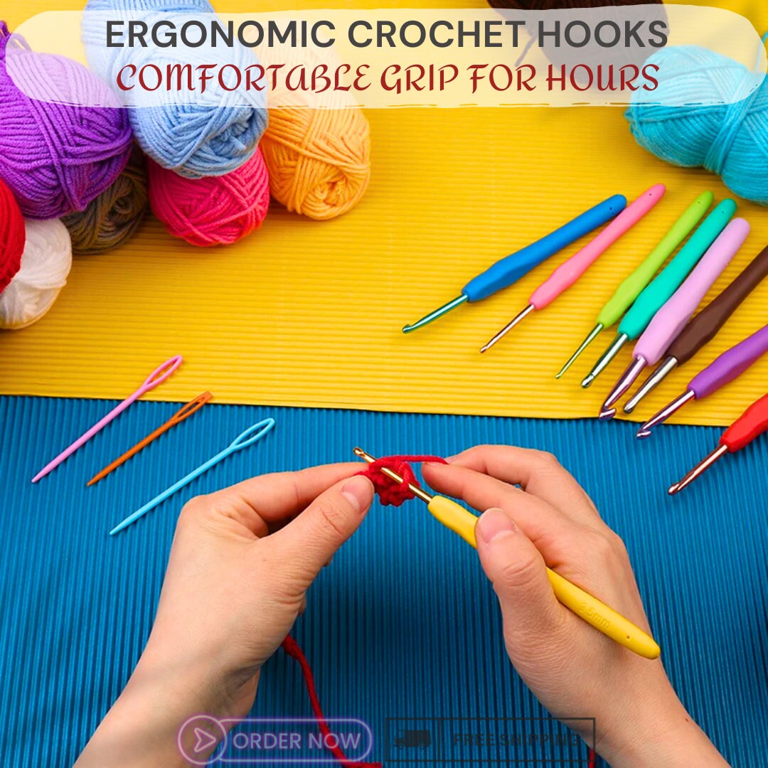 Cotton Yarn Thread Ball Set with Crochet Hooks, Knitting Needles and Accessories – Complete Craft Kit in a Stylish Bag for Knitters