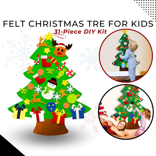 31-Piece DIY Felt Christmas Tree Kit for Kids - Creative Xmas Wall Decor with Handcraft Ornaments, Easy to Assemble, Safe & Fun