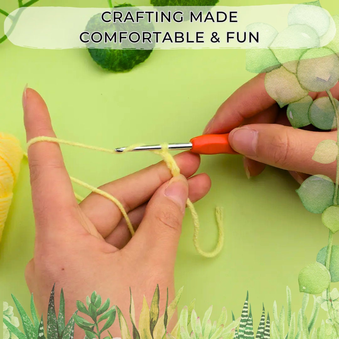 Complete Crochet Kit for Beginners: 6pc Succulent Plants Set with Hooks, Yarn, Markers, Eyes - Easy DIY Crochet Crafts Starter Pack