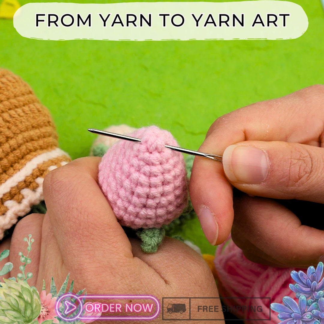 Easy DIY Crochet Berry Flower Kit for Beginners - Complete Set with Yarn, Needles, Hooks & Step-by-Step Instructions - Craft and Decor