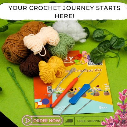 Easy DIY Crochet Berry Flower Kit for Beginners - Complete Set with Yarn, Needles, Hooks & Step-by-Step Instructions - Craft and Decor