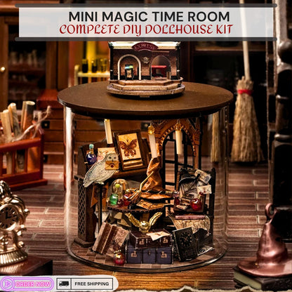 DIY Miniature Dollhouse Kit - Magic Time Room Model with Furniture, LED Light - Wooden Craft Toy for Home Decor and Creative Hobby