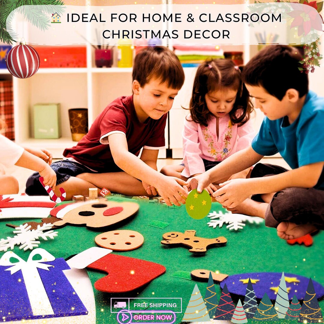 31-Piece DIY Felt Christmas Tree Kit for Kids - Creative Xmas Wall Decor with Handcraft Ornaments, Easy to Assemble, Safe & Fun