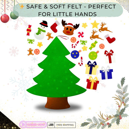 31-Piece DIY Felt Christmas Tree Kit for Kids - Creative Xmas Wall Decor with Handcraft Ornaments, Easy to Assemble, Safe & Fun