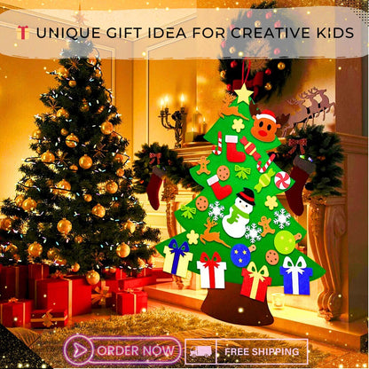31-Piece DIY Felt Christmas Tree Kit for Kids - Creative Xmas Wall Decor with Handcraft Ornaments, Easy to Assemble, Safe & Fun