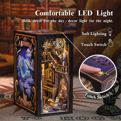 Magical Nebula Room- Book Nook DIY Kit with Touch Light & Dust Cover - Miniature Doll House - Perfect Birthday Gift for Craft Enthusiasts