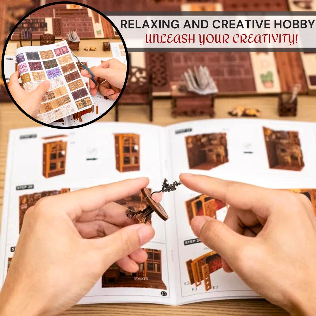 Magical Nebula Room- Book Nook DIY Kit with Touch Light & Dust Cover - Miniature Doll House - Perfect Birthday Gift for Craft Enthusiasts