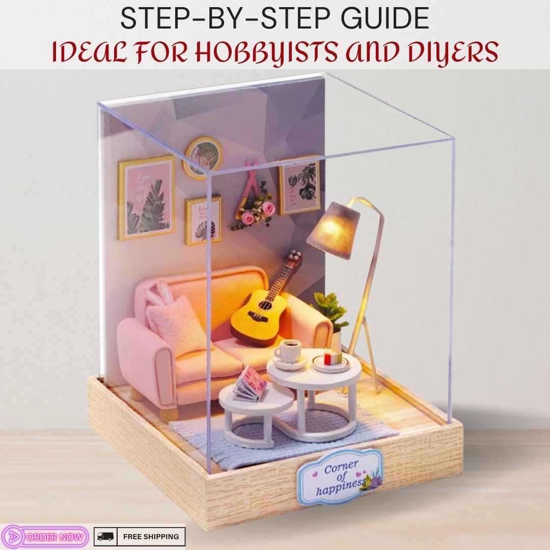 Enchanting Cosy Corner Diorama - Wooden Miniature Dollhouse DIY Kit with Lights, Exquisite Craftsmanship, Perfect for Hobbyists