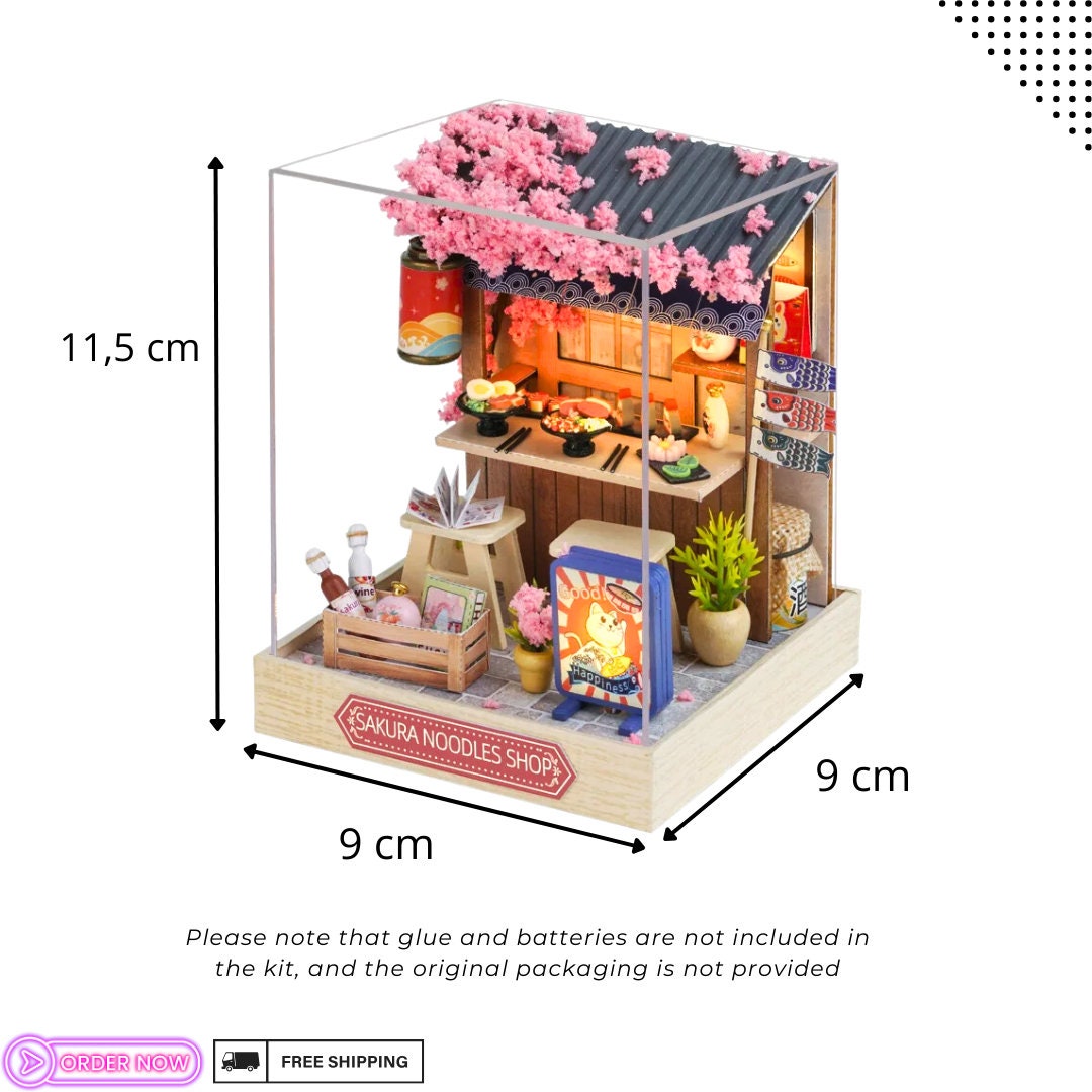 Sakura Noodles Shop Miniature Dollhouse DIY Kit - Cosy Corner Diorama with Light, Exquisite Craftsmanship, Perfect for Hobbyists