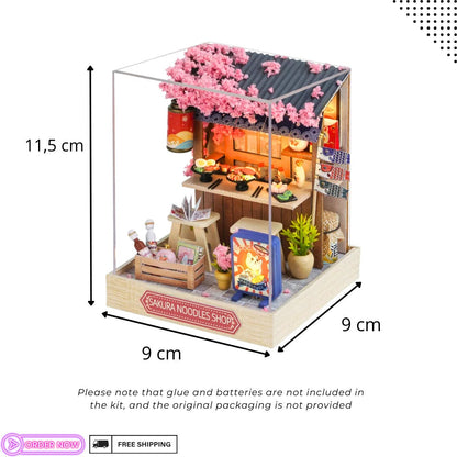 Sakura Noodles Shop Miniature Dollhouse DIY Kit - Cosy Corner Diorama with Light, Exquisite Craftsmanship, Perfect for Hobbyists