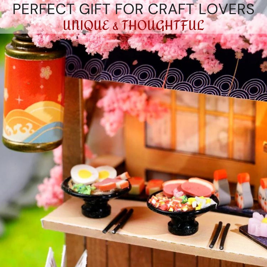 Sakura Noodles Shop Miniature Dollhouse DIY Kit - Cosy Corner Diorama with Light, Exquisite Craftsmanship, Perfect for Hobbyists