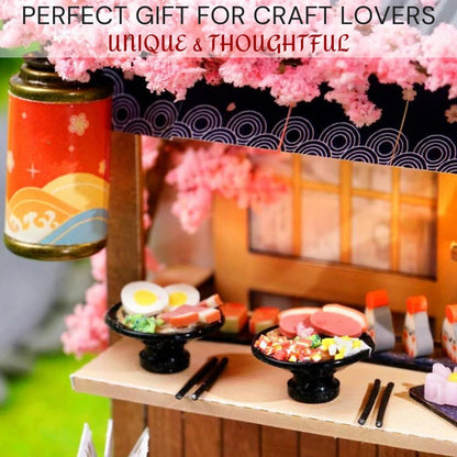 Sakura Noodles Shop Miniature Dollhouse DIY Kit - Cosy Corner Diorama with Light, Exquisite Craftsmanship, Perfect for Hobbyists