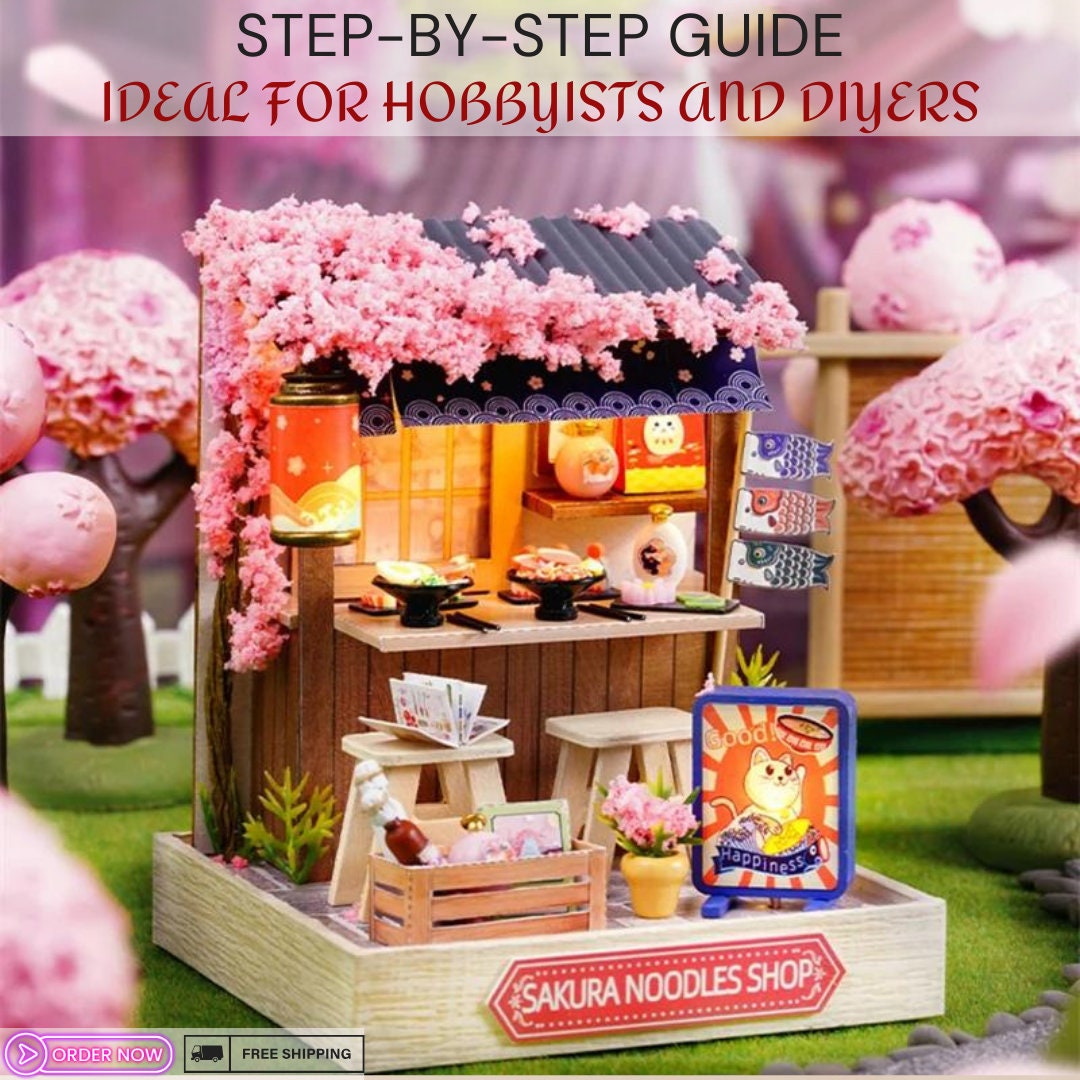 Sakura Noodles Shop Miniature Dollhouse DIY Kit - Cosy Corner Diorama with Light, Exquisite Craftsmanship, Perfect for Hobbyists