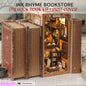 3D Wooden Book Nook Ink Rhyme Bookstore - Dollhouse Miniature with Touch Light, Dust Cover - Perfect DIY Gift & Toy for New Hobby Enthusiast