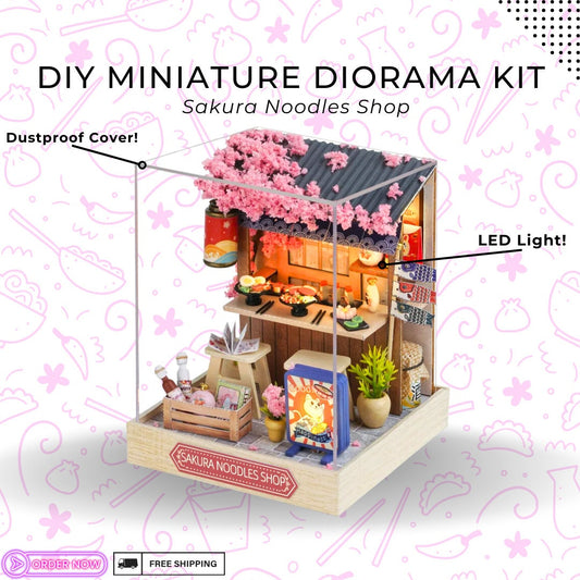 Sakura Noodles Shop Miniature Dollhouse DIY Kit - Cosy Corner Diorama with Light, Exquisite Craftsmanship, Perfect for Hobbyists