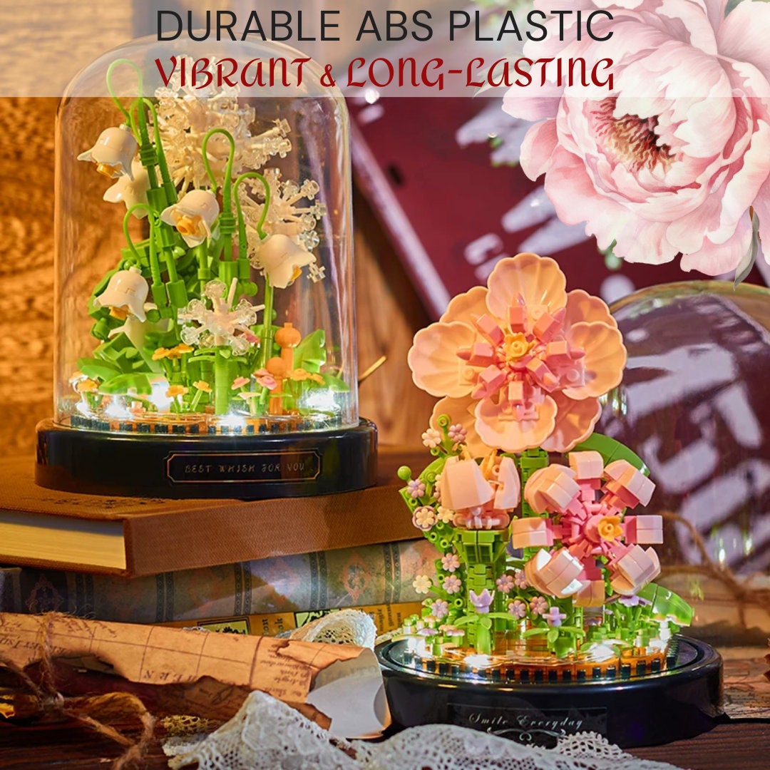 DIY Eternal Flower White Lily of the Valley - Micro Flower Building Blocks - Mini Brick Life Home Decor Puzzle Toy Kit Gift for Children