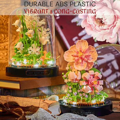 DIY Eternal Flower White Lily of the Valley - Micro Flower Building Blocks - Mini Brick Life Home Decor Puzzle Toy Kit Gift for Children
