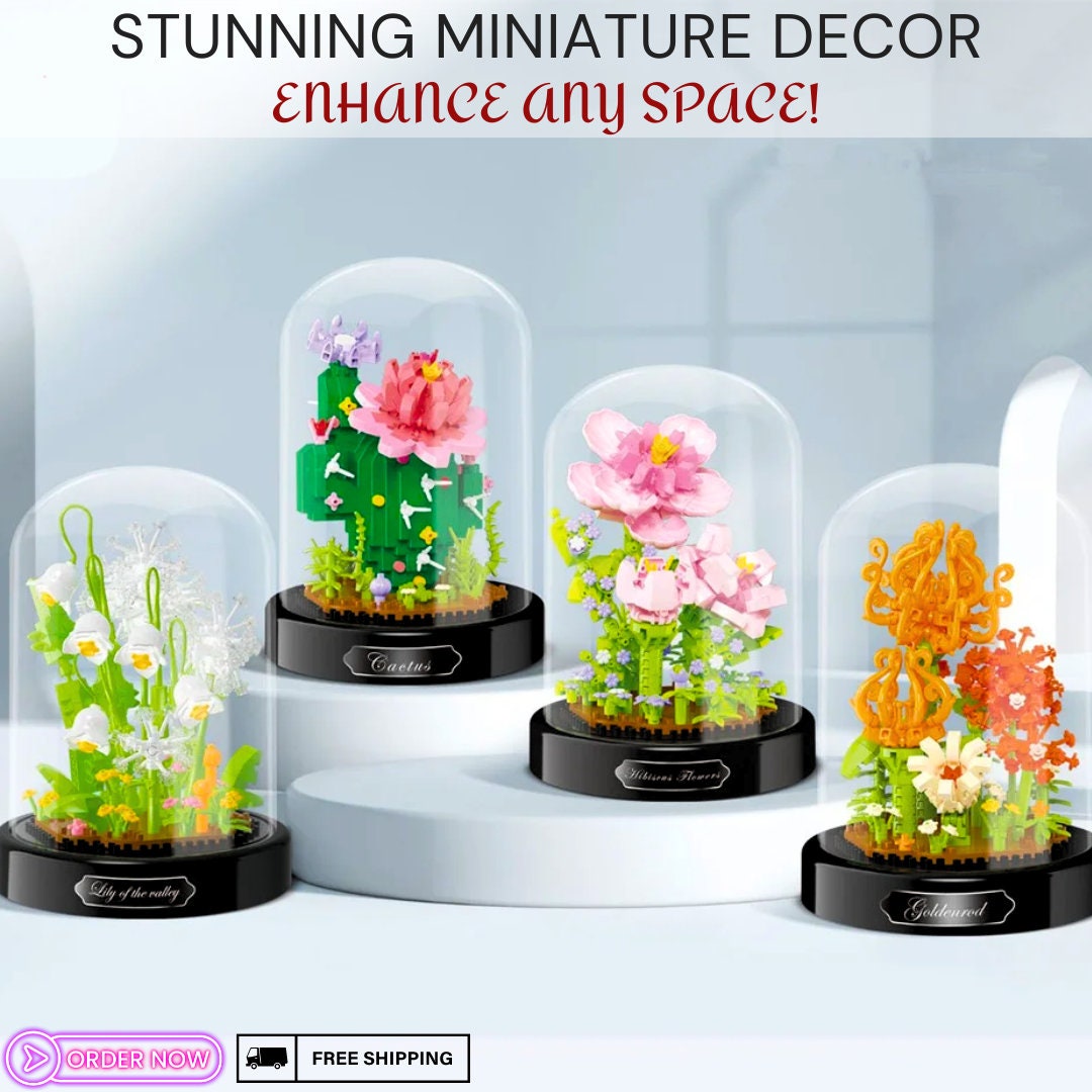 Miniature DIY Cactus Building Blocks - Micro Brick Eternal Flower Puzzle Kit Creative Home Decor Green Potted Plant & Unique Children's Gift