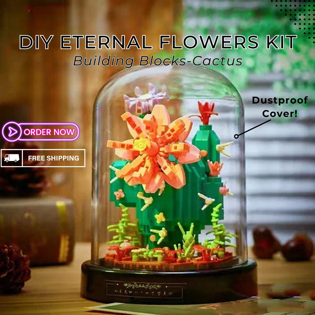 Miniature DIY Cactus Building Blocks - Micro Brick Eternal Flower Puzzle Kit Creative Home Decor Green Potted Plant & Unique Children's Gift