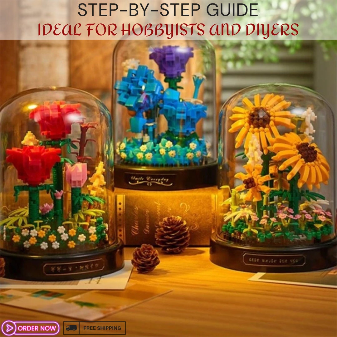 Blue Siren Eternal Flower Pot Micro Building Blocks - Mini Bricks DIY Puzzle for Home Decor Terrarium & Children's Toy Creative Play Gift