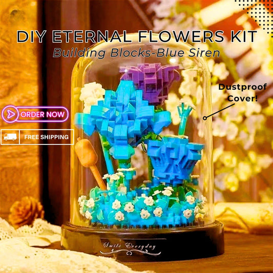 Blue Siren Eternal Flower Pot Micro Building Blocks - Mini Bricks DIY Puzzle for Home Decor Terrarium & Children's Toy Creative Play Gift