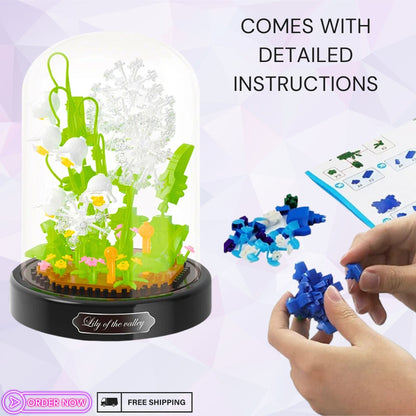 DIY Eternal Flower White Lily of the Valley - Micro Flower Building Blocks - Mini Brick Life Home Decor Puzzle Toy Kit Gift for Children