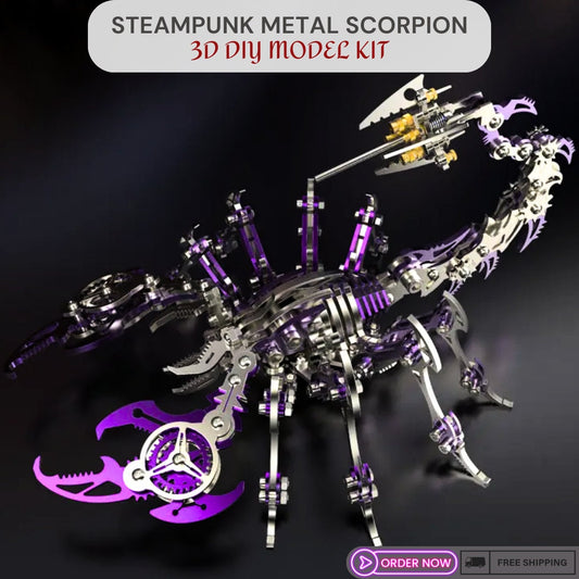 DIY Steampunk Scorpion - Purple - 3D Metal Model Kit - Complete Puzzle Assembly Set, Unique Cool Gift for Craft Hobbyist and Enthusiast