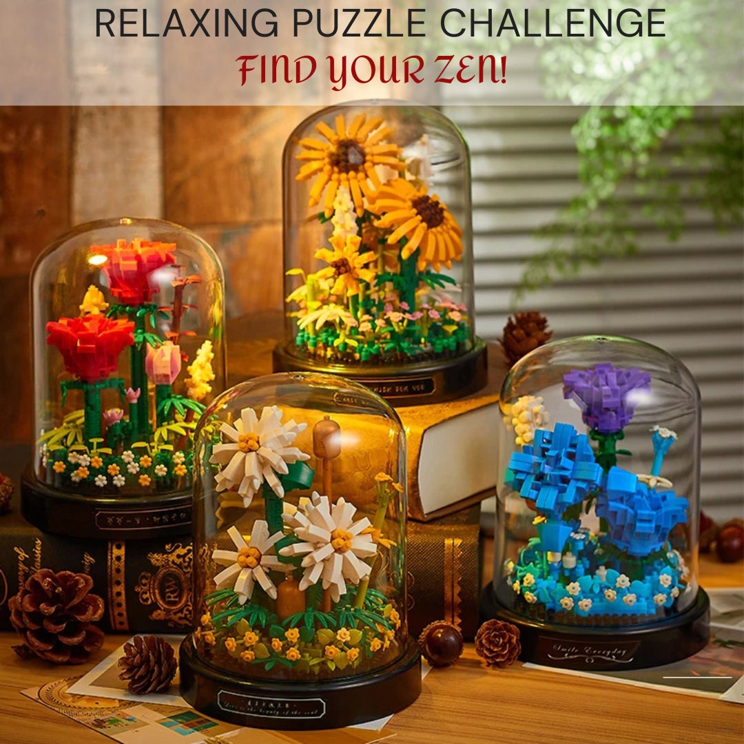 Valentine's Day Gift - Eternal Yellow Sunflower DIY Micro Building Blocks - Mini Brick Display Set Puzzle for Home Decor Creative Kit