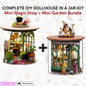 DIY Mini Magic Shop & Garden Bundle | Complete Dollhouse Jar Kit with LED Light, Craft | Home Decor Gift Idea for Creative Kids Adults
