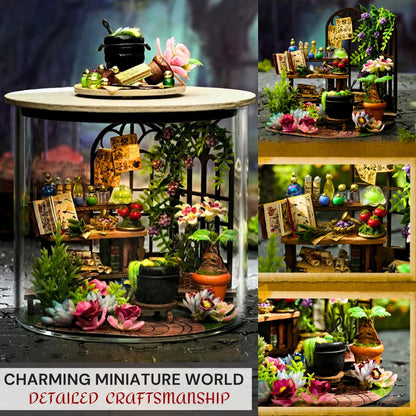 DIY Mini Magic Shop & Garden Bundle | Complete Dollhouse Jar Kit with LED Light, Craft | Home Decor Gift Idea for Creative Kids Adults