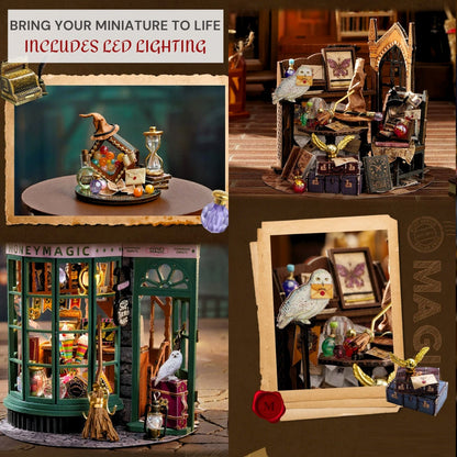 DIY Mini Magic Shop & Garden Bundle | Complete Dollhouse Jar Kit with LED Light, Craft | Home Decor Gift Idea for Creative Kids Adults