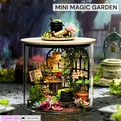 DIY Mini Magic Shop & Garden Bundle | Complete Dollhouse Jar Kit with LED Light, Craft | Home Decor Gift Idea for Creative Kids Adults