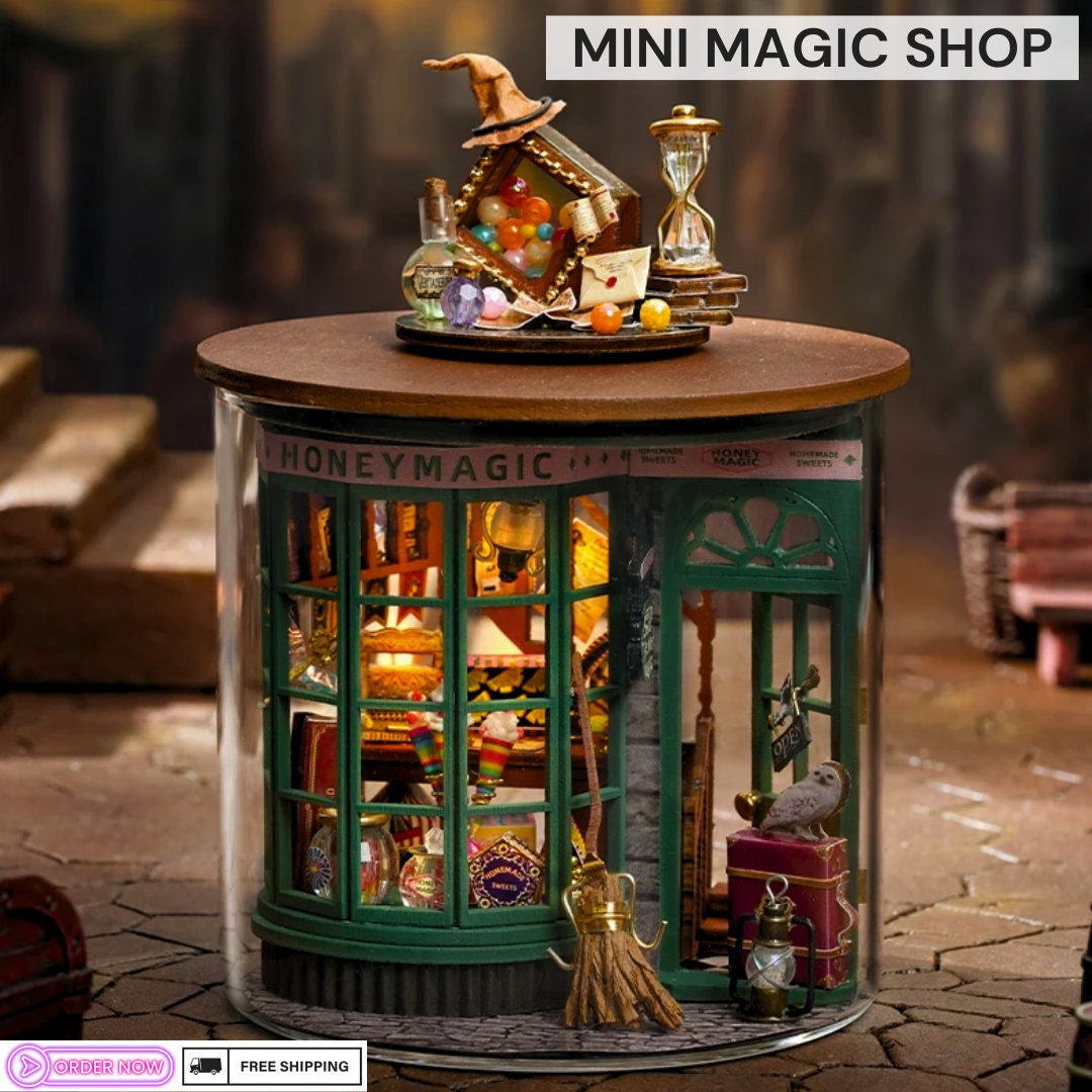 DIY Mini Magic Shop & Garden Bundle | Complete Dollhouse Jar Kit with LED Light, Craft | Home Decor Gift Idea for Creative Kids Adults