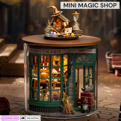 DIY Mini Magic Shop & Garden Bundle | Complete Dollhouse Jar Kit with LED Light, Craft | Home Decor Gift Idea for Creative Kids Adults