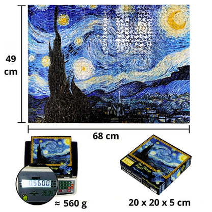 Van Gogh Starry Night 1000-Piece Jigsaw Puzzle BIG 68x49cm, Eco-Friendly Paper, Perfect Christmas & Birthday Gift for Adults Art Masterpiece