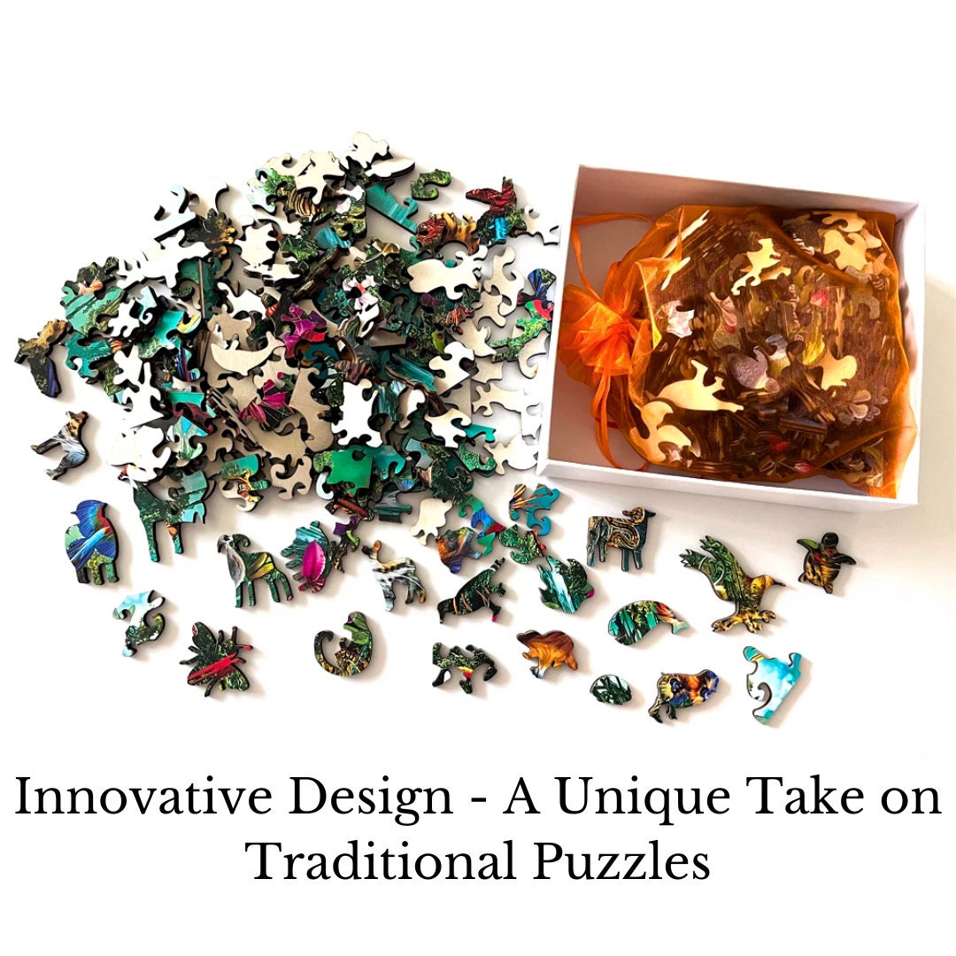 Unique Wooden Owl Puzzle - Challenging Jigsaw Artwork with Intricate Animal Pieces for Adults and Kids - Perfect Gift and Eco Home Decor