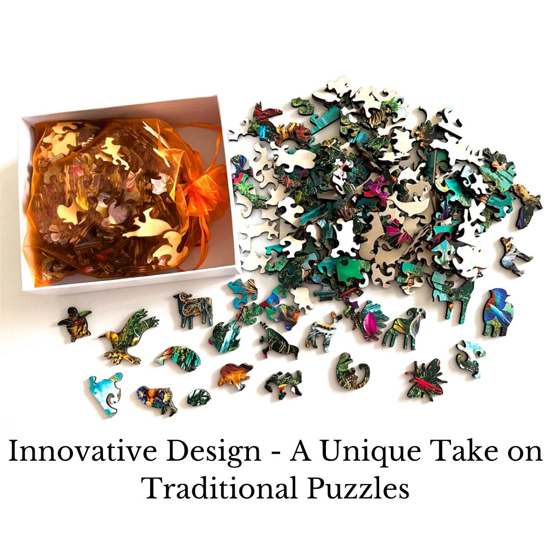 Vibrant Hummingbird Wooden Puzzle – Colourful Floral Design, Interlocking Pieces for All Ages, Perfect Family Jigsaw Gift, Unique Shapes
