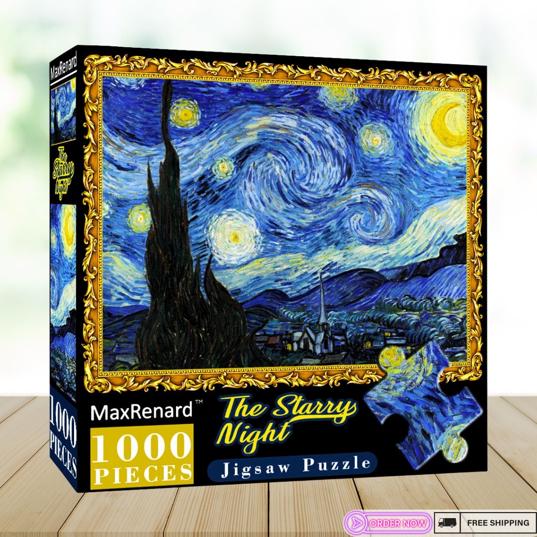 Van Gogh Starry Night 1000-Piece Jigsaw Puzzle BIG 68x49cm, Eco-Friendly Paper, Perfect Christmas & Birthday Gift for Adults Art Masterpiece